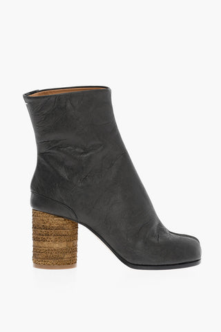MM22 Crepe-Effect faux Leather TABI Booties