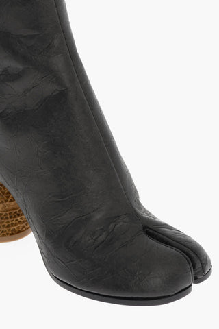MM22 Crepe-Effect faux Leather TABI Booties