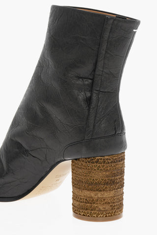 MM22 Crepe-Effect faux Leather TABI Booties