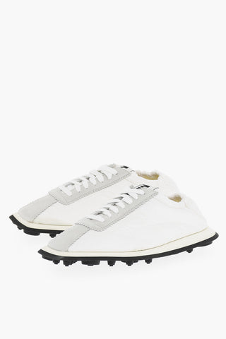 MM6 Square Toe Low Top Sneakers with Suede Trims