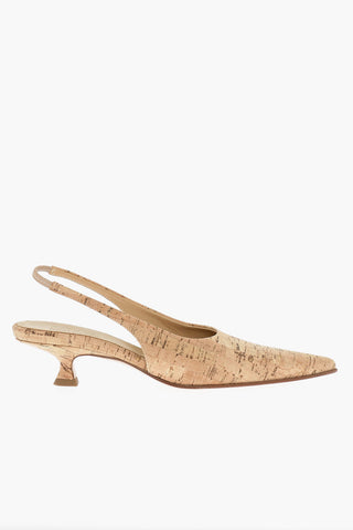 MM6 Wood-effect Slingback with Spool Heel 6cm