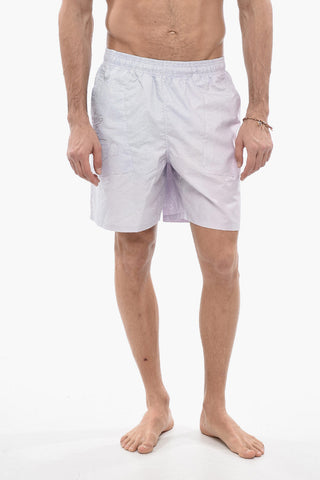 Solid-Color Nylon Boxer Swim Shorts