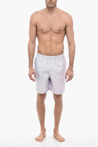 Solid-Color Nylon Boxer Swim Shorts