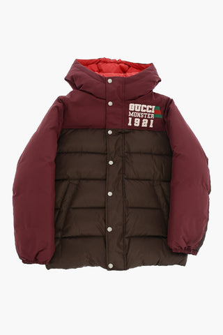 Two-Tone Down Jacket with Logo-Buttons