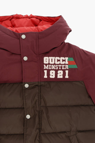 Two-Tone Down Jacket with Logo-Buttons