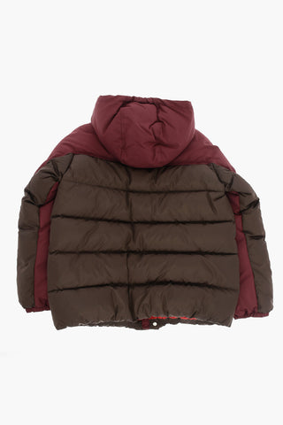 Two-Tone Down Jacket with Logo-Buttons