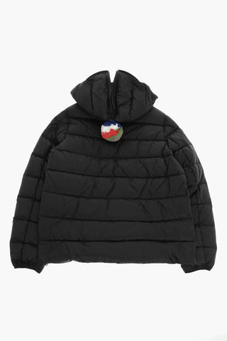 Piumino in Nylon con Pom Pom sul Cappuccio