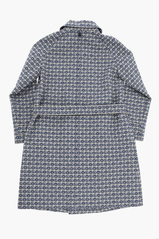 All Over Logoed Fabric Double Breasted Coat