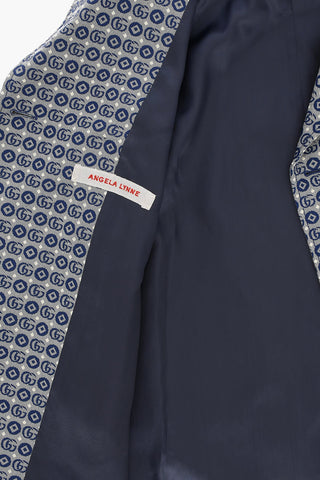 All Over Logoed Fabric Double Breasted Coat