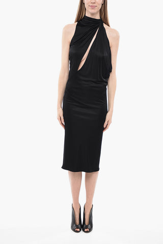 Viscose Jersey Asymmetric Dress with Cut-outs