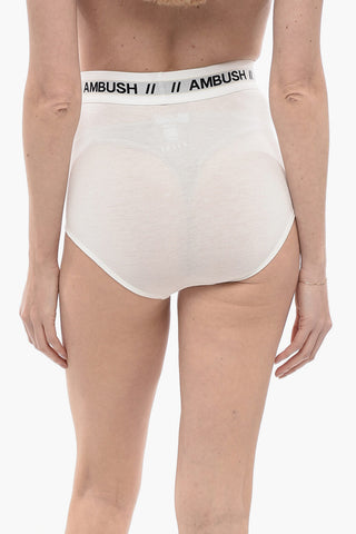 Logoed Elastic Waistband High-waisted Briefs