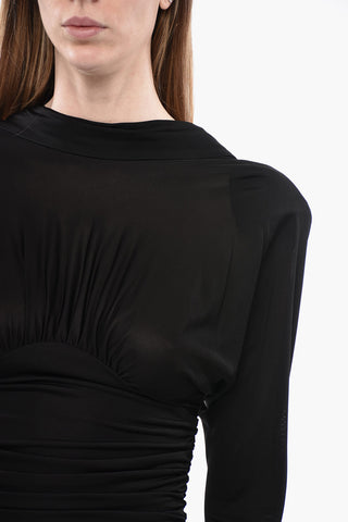 Bare Back Dress with Draped Skirt