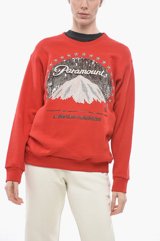 Crew Neck PARAMOUNT Sweatshirt with Sequined Embroidery