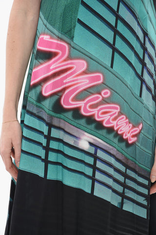Printed MIAMI Dress With Raw Cut Bottom