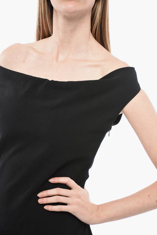 Cotton Asymmetric Dress with Draped Neckline