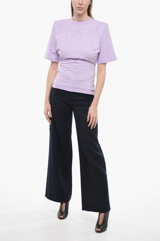 Short Sleeved JEWEL T-shirt With Padded Shoulders And Cutouts