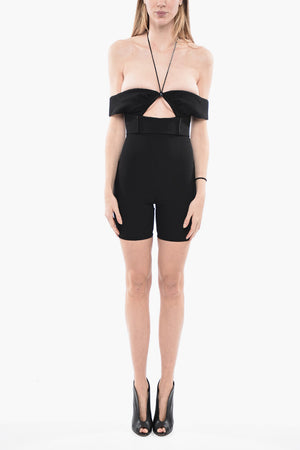 Short-Jumpsuit mit Cut-Out und Strass-Detail