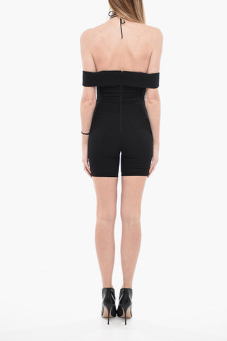 Short Jumpsuit with Cutout and Strass Detail