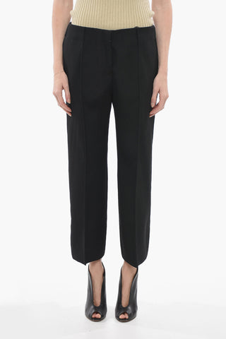 Wool Wide Leg Trousers with Cropped Fit