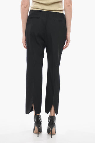 Wool Wide Leg Trousers with Cropped Fit