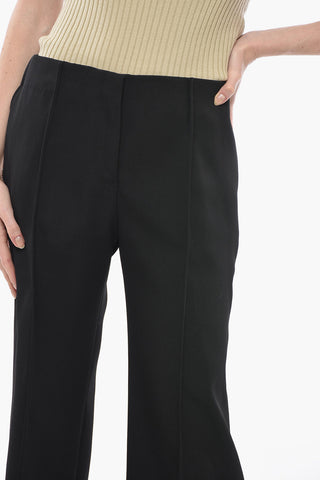 Wool Wide Leg Trousers with Cropped Fit