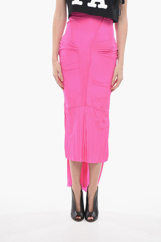 Pleated Silk Maxi Pencil Skirt