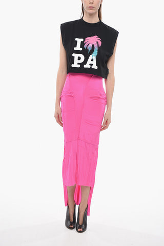 Pleated Silk Maxi Pencil Skirt