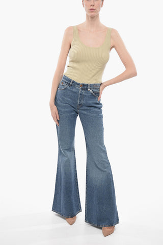 High-waisted Mid Wash Flared Fit Denims 34cm