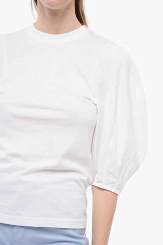Stretch Cotton T-Shirt with Balloon 3/4 Sleeves