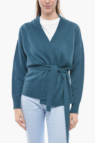 Cardigan In Lana Con Cintura