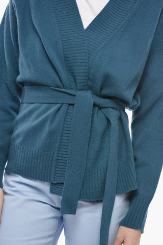Cardigan In Lana Con Cintura