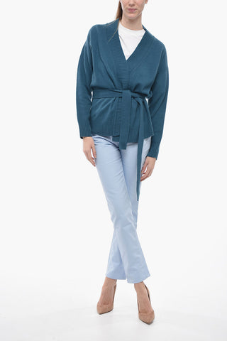 Cardigan In Lana Con Cintura