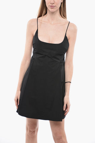 Flared Thin Straps Dress with Pinces
