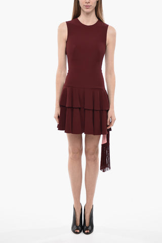 Vestito Senza Maniche Con Balze E Frange