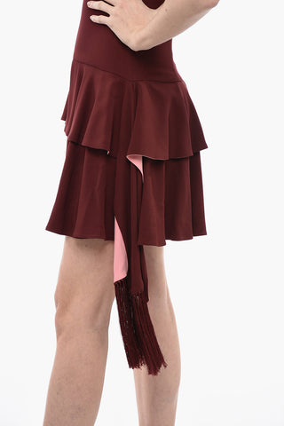 Vestito Senza Maniche Con Balze E Frange