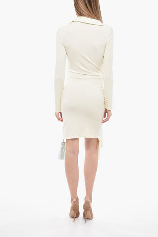 Draped Asymmetric VI-CREPE Mini Dress