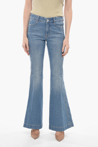 Organic Cotton Flared Fit Denims with Side Logoed Bands 34cm