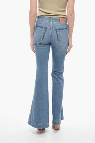 Organic Cotton Flared Fit Denims with Side Logoed Bands 34cm