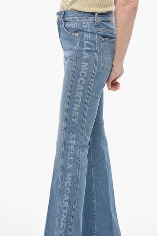 Organic Cotton Flared Fit Denims with Side Logoed Bands 34cm