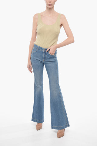 Organic Cotton Flared Fit Denims with Side Logoed Bands 34cm