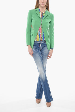 Single-breasted Blazer with Mesh Inserts