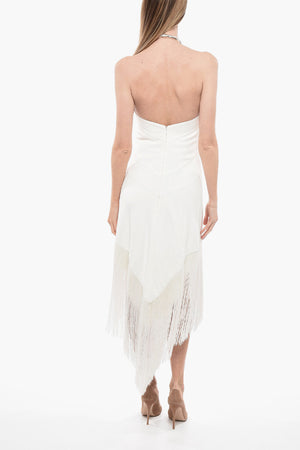 Halterneck-Kleid mit perlenbesetzten Fransen