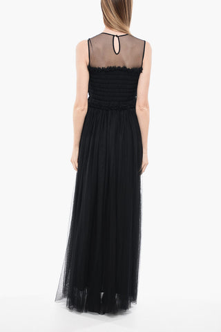 Tulle Maxi Dress With Ruches