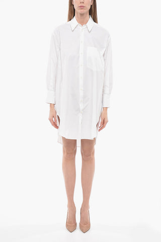 Oversize Shirt Dress With Rhinestones Logo