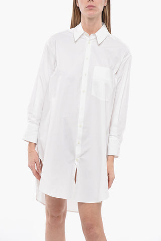 Oversize Shirt Dress With Rhinestones Logo