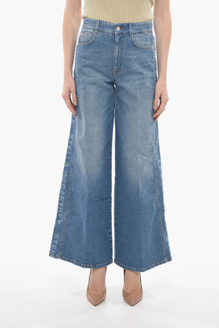 Organic Cotton Flared Fit Denims with Side Logoed Bands 34cm