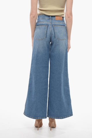 Organic Cotton Flared Fit Denims with Side Logoed Bands 34cm