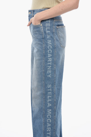 Organic Cotton Flared Fit Denims with Side Logoed Bands 34cm