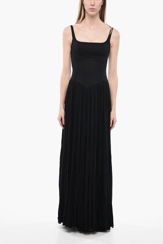 Maxidress in Denim con Gonna Sheer Drappeggiata