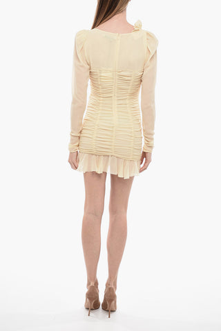 Silk Sheer Minidress with Lace-up Detail